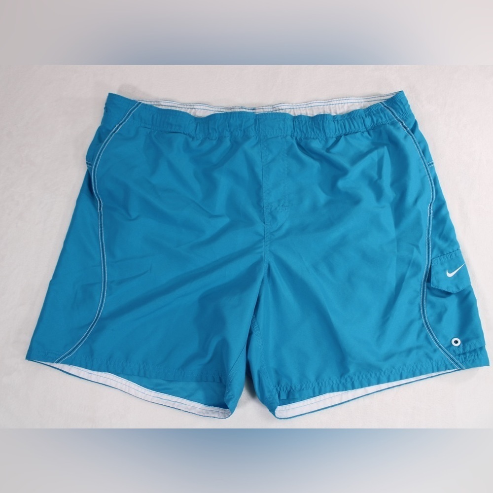 Nike Blue Men's XXL Swim Trunks Drawstring Elastic Waist, Side Pocket
